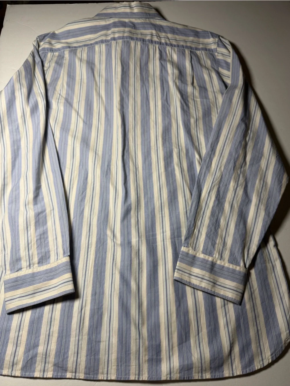 Banana Republic Men’s Slim Fit Pearl Snap Striped Cotton Shirt Blue white Large